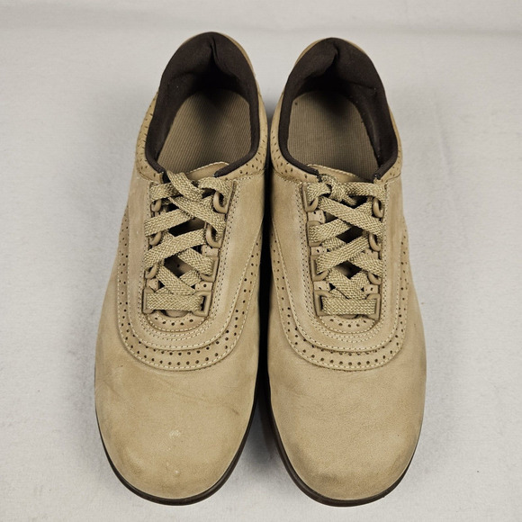 SAS Walk Easy Lace Up Women Walking Shoe SZ 9.5 Sage Suede Leather Arch Support - Picture 3 of 15